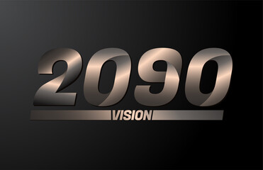 2090 with vision text, vision 2090 new year vector isolated on black background