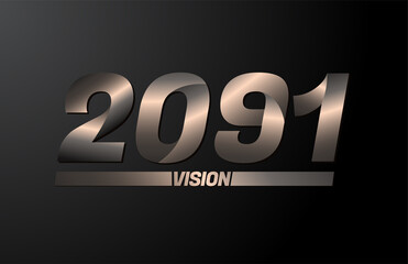 2091 with vision text, vision 2091 new year vector isolated on black background