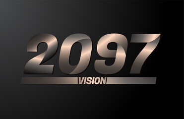 2097 with vision text, vision 2097 new year vector isolated on black background