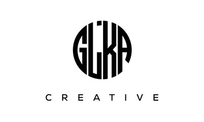 Letters GLKA creative circle logo design vector, 4 letters logo