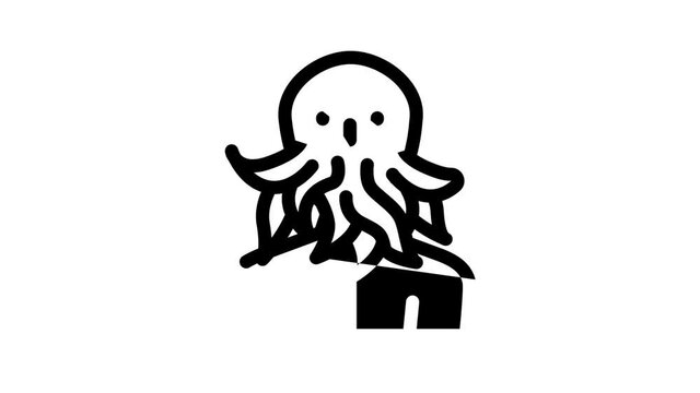 cthulhu fantasy character animated line icon cthulhu fantasy character sign. isolated on white background