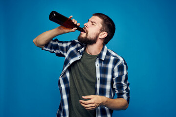 Fototapeta na wymiar bearded man beer alcohol emotions fun isolated background