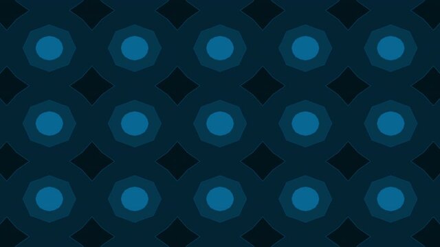 Animated kaleidoscope background in blue and green tones with changing geometric shapes and colors
