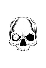 Skull with one eyes vector illustration