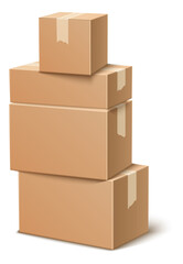Obraz premium Cargo package stack. Sealed cardboard boxes in realistic style