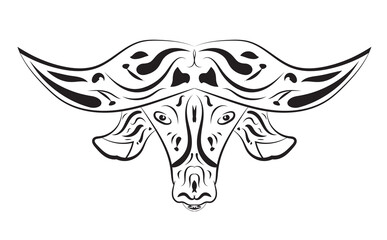 bull silhouette tribal art white background