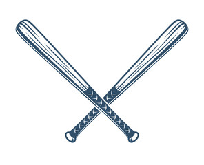 Obraz premium Baseball bats crossed vector logo or sign, gangster style theme.