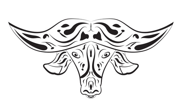 bull silhouette tribal art white background