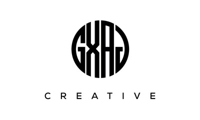 Letters GXAJ creative circle logo design vector, 4 letters logo