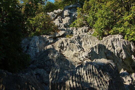 Rocks on the hiking trail from Sistiana to castle Duino, Italy, Europe
