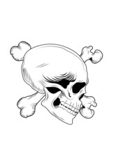 Skull with bone vector illustration