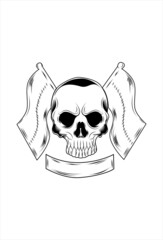 Skull with flag vector illustration