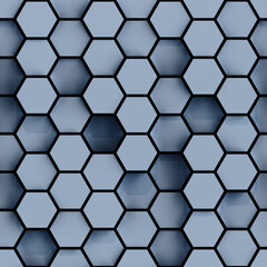 Seamless pattern of white hexagon tiles 3D rendering illustration