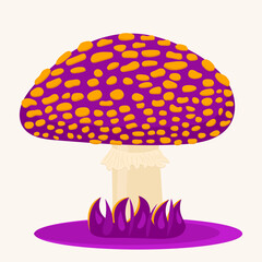 Vector illustration of a colorful spotted mushroom.