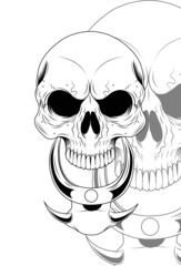 Human skull with necklace accessories vector illustration