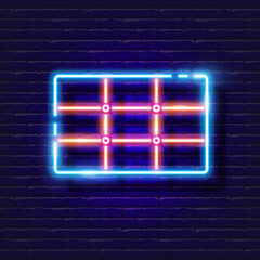 Rule of thirds proportion neon icon. Photo and video concept. Vector illustration for design, website, decoration, online store.