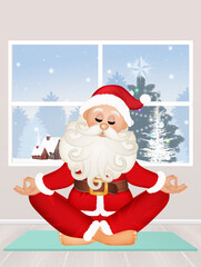 illustration of Santa Claus doing yoga