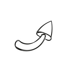 Hand Drawn 3D Curved Arrow Isolated on White Background, Black Scribble Lines Drawings.