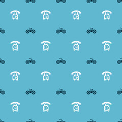 Set Gamepad and Telephone handset on seamless pattern. Vector