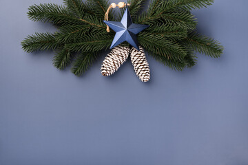 Christmas Mockup with fir branches and cones