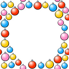 Vector frame of Christmas tree balls . New year Xmas background, border for winter holidays decor, greeting cards