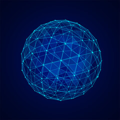 Vector futuristic sphere of particles and lines. Network connection big data. Abstract technology background.