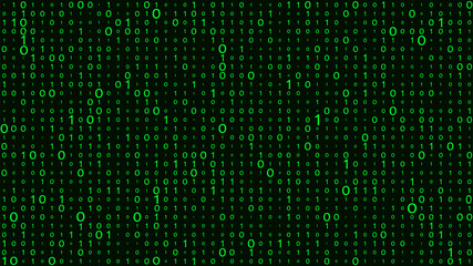 Technology vector binary code. Random falling digits on screen. Hacked software. Matrix sciense background. Big data analytics.