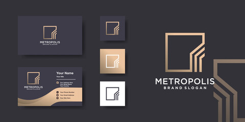 Metropolis logo design capital, apartment, real estate company Premium Vector