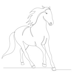 Naklejka na ściany i meble running horse continuous line drawing, sketch, vector