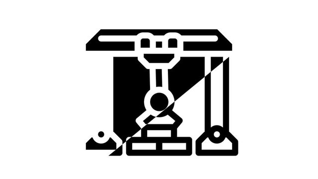 crane robot animated line icon crane robot sign. isolated on white background