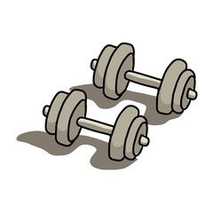 Dumb bells training weigh drawing. Vector illustration representing fitness hard work concept for prints, tattoos, posters, textile, web etc.