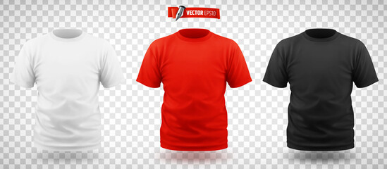 Vector realistic illustration of T-shirts on a transparent background. - 473279733