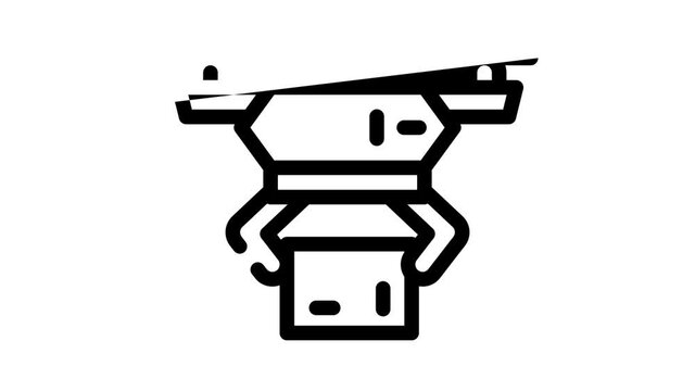 drone delivery robot animated line icon drone delivery robot sign. isolated on white background