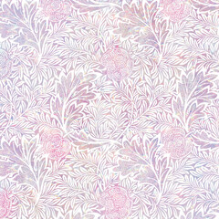 Fototapeta na wymiar Vintage floral holographic vector pattern remix from artwork by William Morris