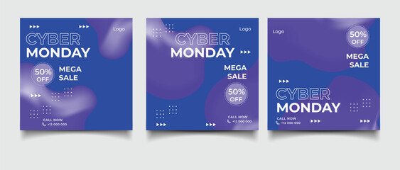 Flat cyber monday instagram posts collection