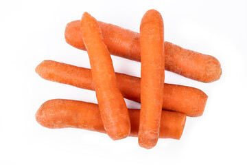 on a white background. vegetables are carrots. a few pieces. Eco-products. close-up