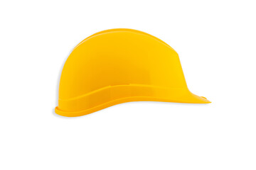 Yellow worker's helmet on white background isolated on white background