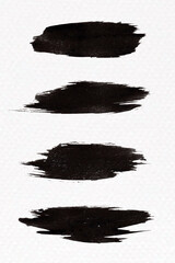 Abstract black brush stroke set vector