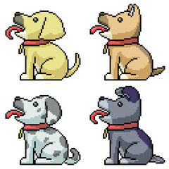 pixel art friendly puppies sit