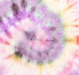 Coral Tie Dye Swirl. Tye Color Pattern. Denim