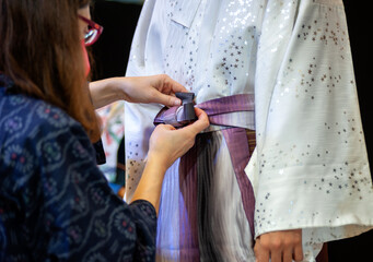 Japanese kimono dressing ceremony, for special event..