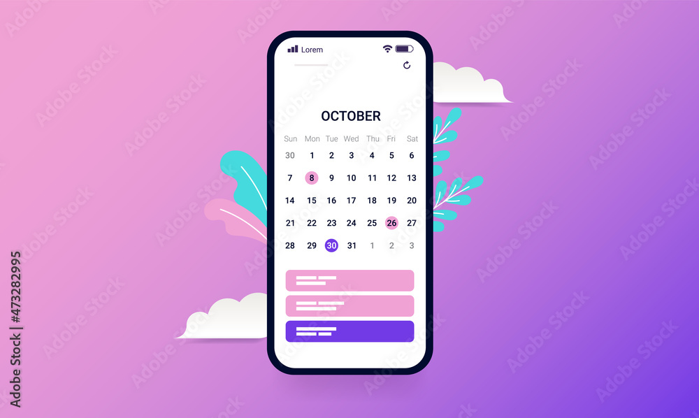 Aufkleber phone with calendar - vector illustration of smartphone with calendar app design.