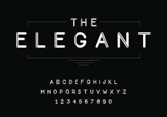 Elegant  alphabet and number set