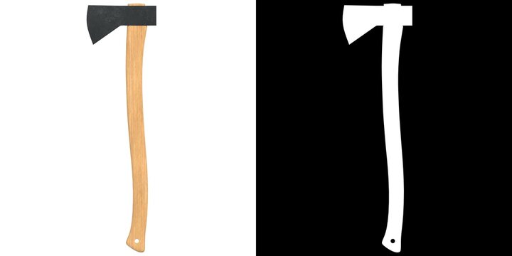 3D rendering illustration of an axe hatchet