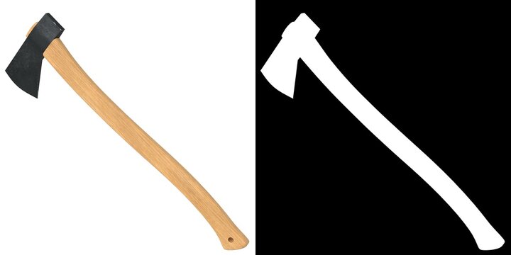 3D rendering illustration of an axe hatchet