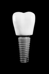 tooth implant isolated on black background
