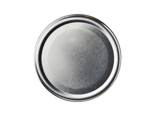 Round metal lid for cans. Isolated on a white background top view