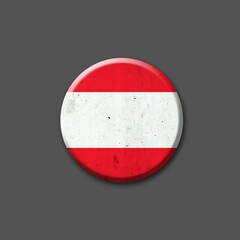 Austria flag. Round badge. Isolated on a gray background. 3D illustration. Signs and Symbols.