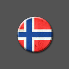 Obraz premium Norway flag. Round badge. Isolated on a gray background. 3D illustration. Signs and Symbols.