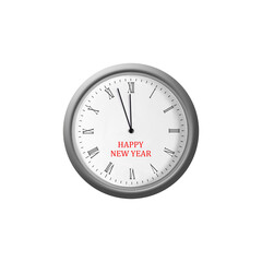 Clock with arrows at 12 o'clock. Isolated on a white background. Design element for the New Year. Celebrations.